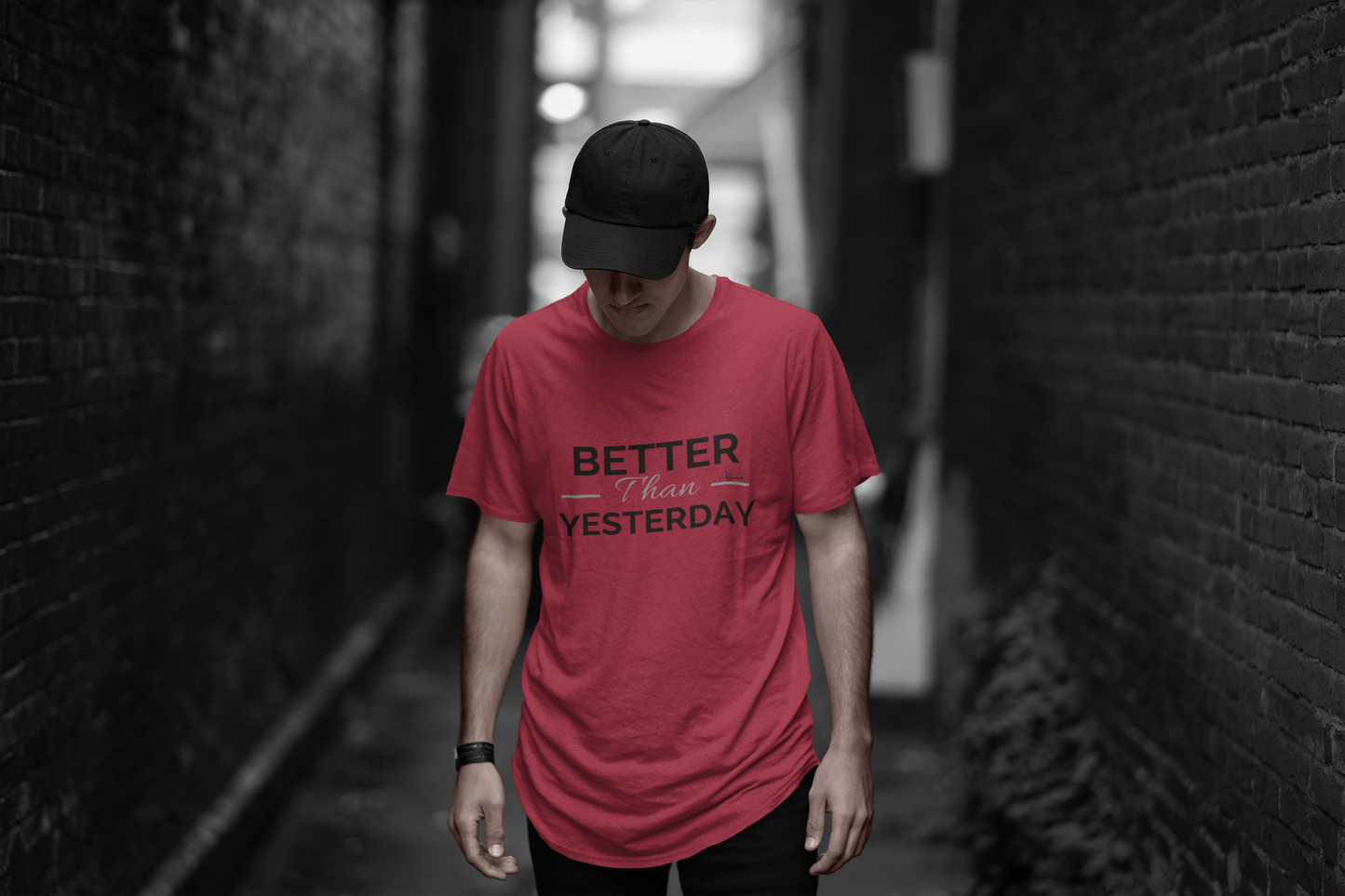 Unisex "Better Than Yesterday" Short Sleeve Tee - Black & Grey logo