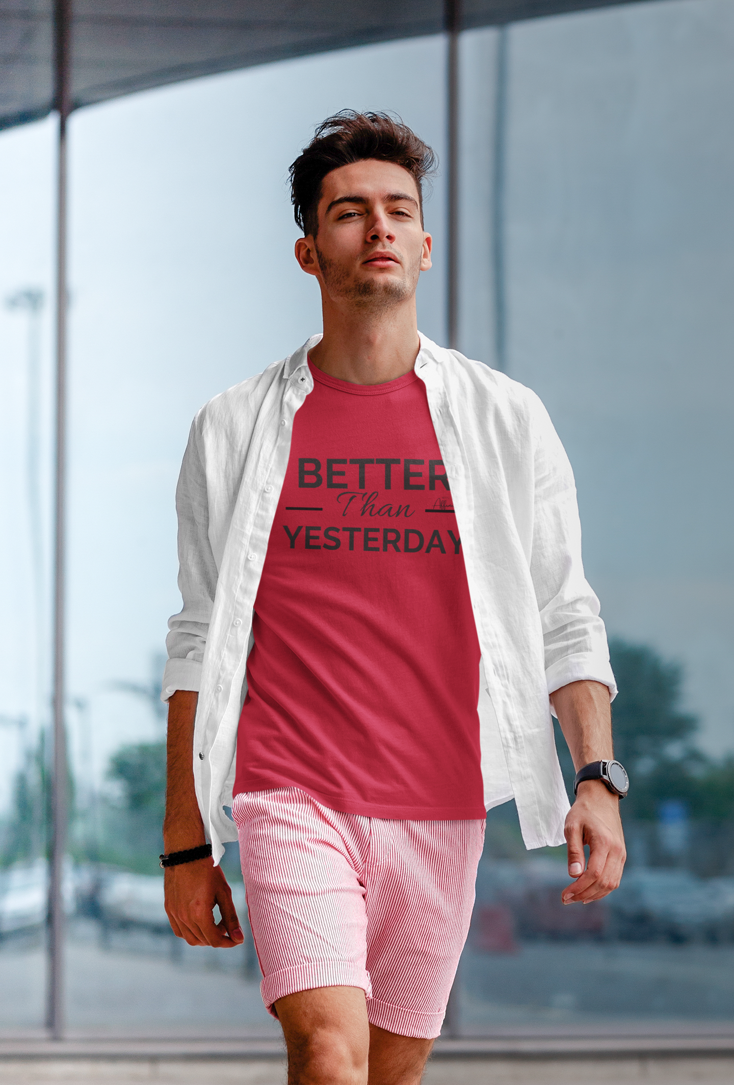 Unisex "Better Than Yesterday" Short Sleeve Tee - Black logo