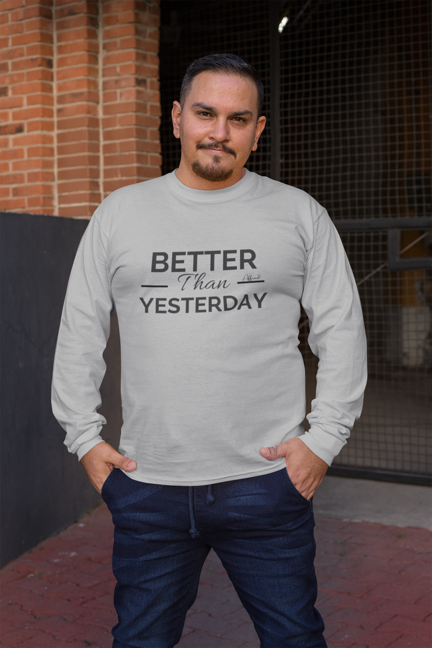 Unisex "Better Than Yesterday" Long Sleeve Tee - Black logo